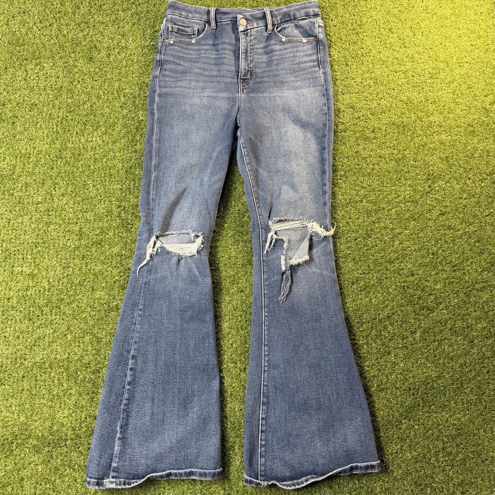 BKE Jeans Womens 30x34 Blue Billie Super Flare High Rise Slim Fit Denim
